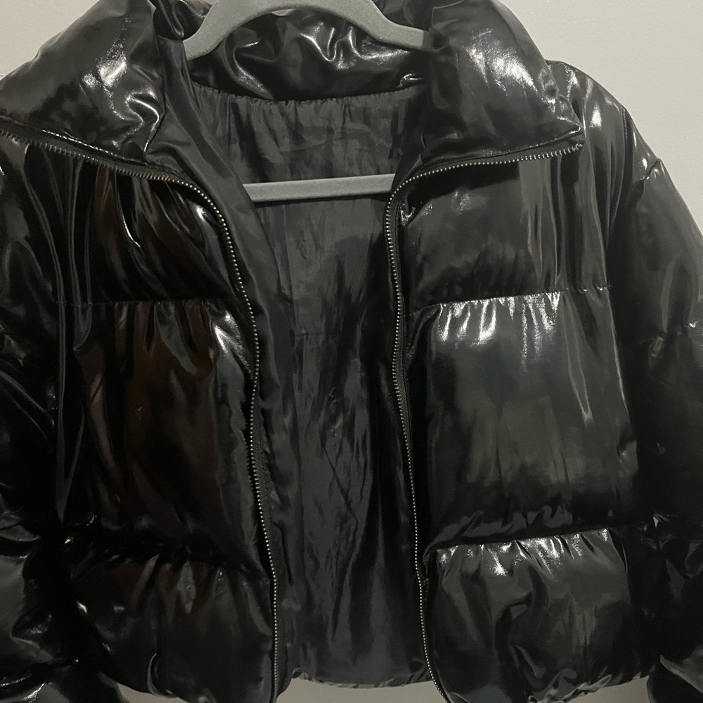 SHEIN Glossy Black Puffer Jacket